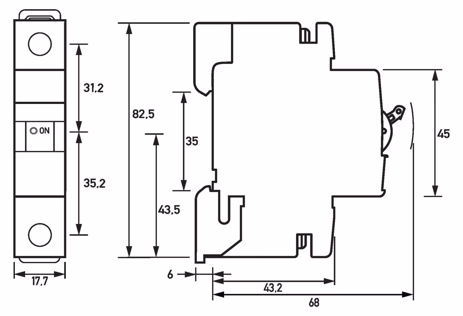 Doepke DLS 6i K20-1, Interruttore magnetotermico miniaturizzato, 10.000 A, IP20