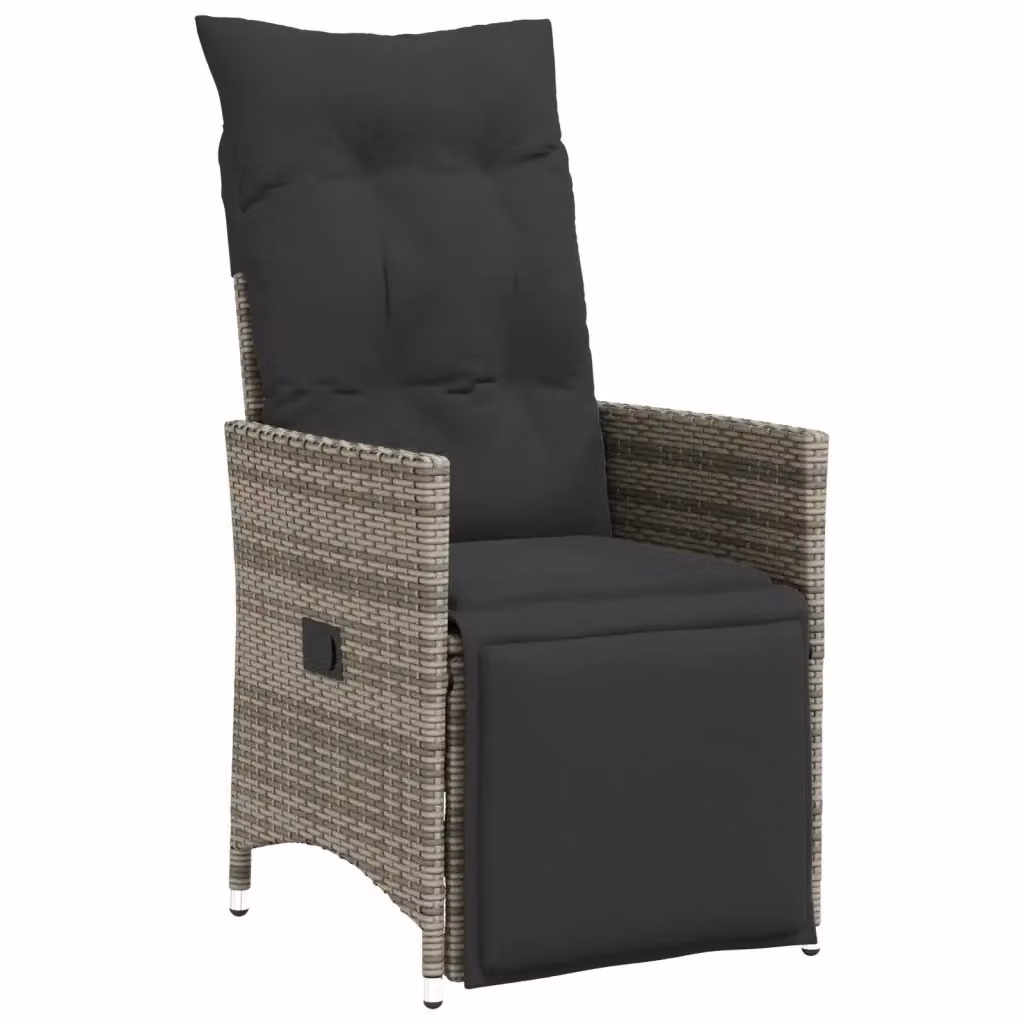 Set di 2 sedie da giardino reclinabili con cuscini vidaXL in polyrattan grigio – 2