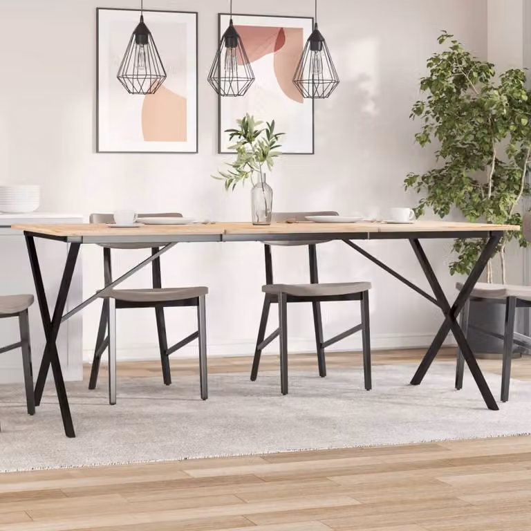 vidaXL Gambe per Tavolo da Pranzo a X in Metallo Verniciato Nero L/P/H: 160 x 80 x 73 cm
