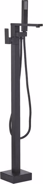 Miscelatore per vasca freestanding e kit doccia Beliani in ottone nero opaco con leva singola e beccuccio orientabile – 1