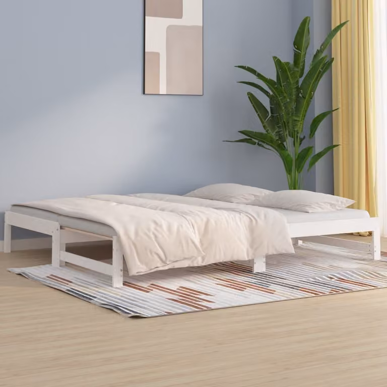 The Living Store Daybed Estensibile Bianco 2x(80x200) cm in legno di pino massiccio