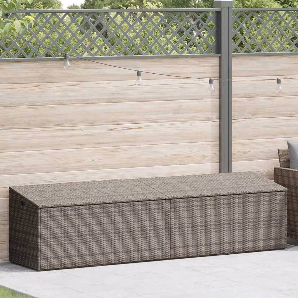 Baule da Giardino Grigio 220x50x58 cm in Polyrattan