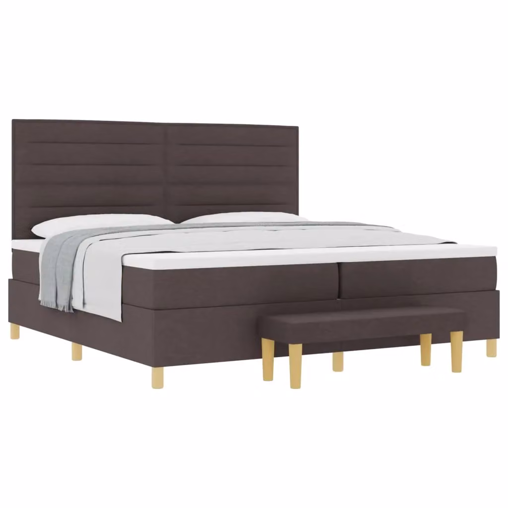 Letto matrimoniale con materasso vidaXL in tessuto marrone scuro L/P/H: 200 x 200 x 128 cm – 2