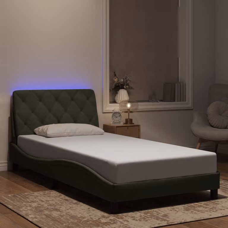 vidaXL Giroletto in Velluto Grigio Chiaro con LED e Porta USB, L/P: 100 x 200 cm