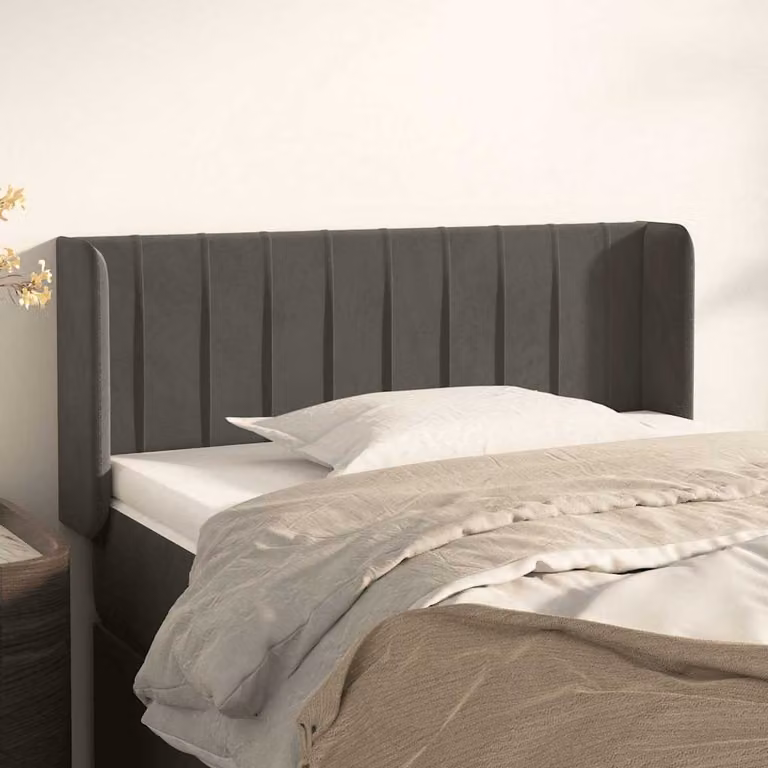Testiera ad orecchio vidaXL in velluto grigio scuro L: 93 cm, P: 16 cm, H: 78-88 cm