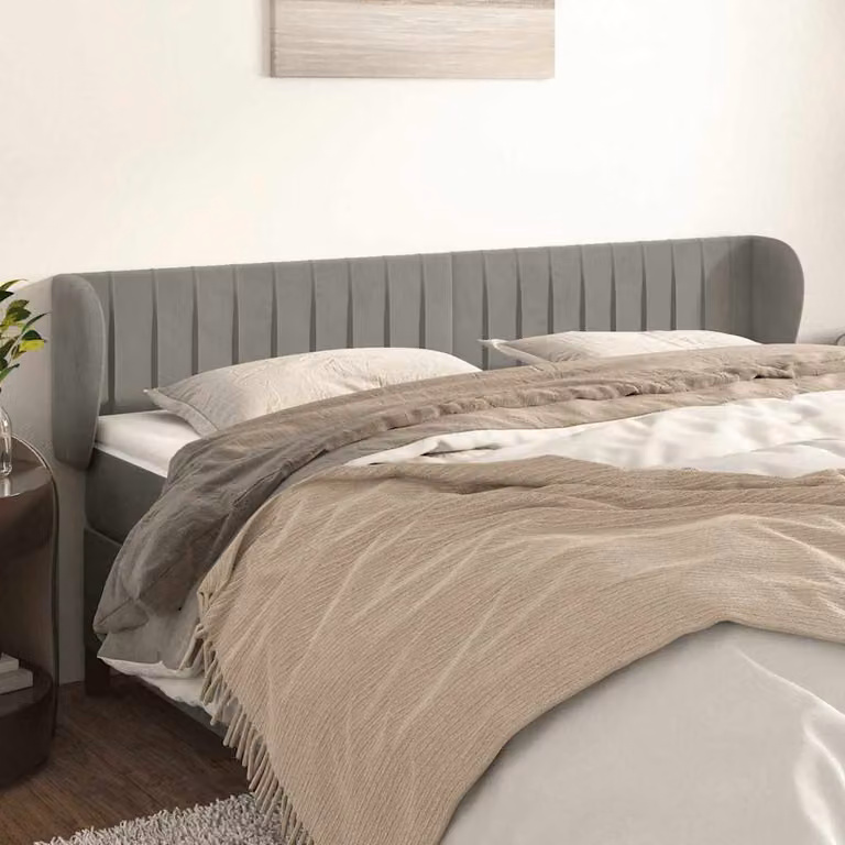 Testiera ad orecchio vidaXL in velluto grigio chiaro L: 183 cm, P: 23 cm, H: 78-88 cm