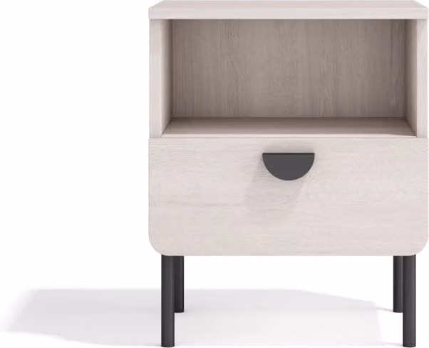 Comodino Herdasa con 1 cassetto in stile industrial, colore bianco e nero, L: 54 cm, P: 40 cm, H: 34 cm – 1