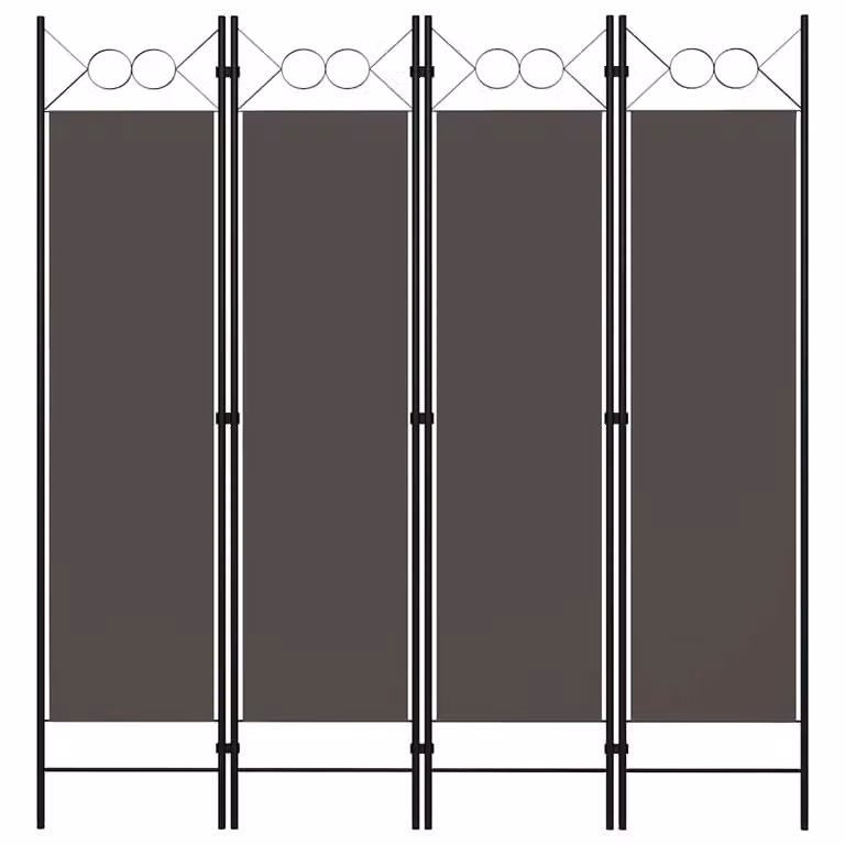 vidaXL Paravento a 4 Pannelli Antracite con Design Geometrico Moderno H: 180 cm, L: 160 cm