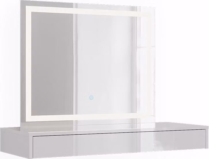 Tavolo da toeletta Vicco Sherry Bianco 100 cm con specchio a LED, Model 59569