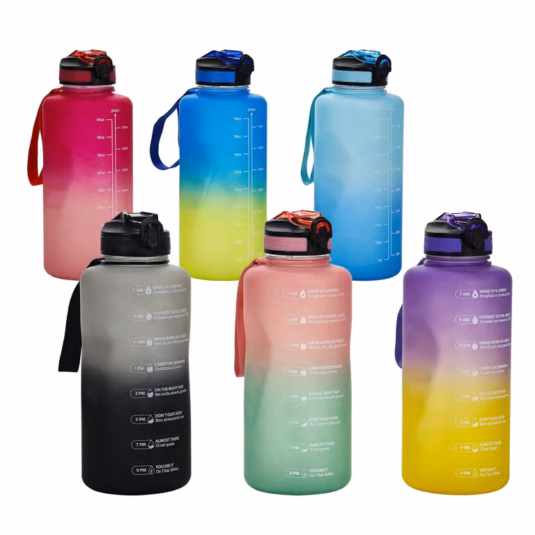 Borraccia Motivazionale Gusto Casa Multicolore BPA Free con Indicatore Orario da 2 Litri