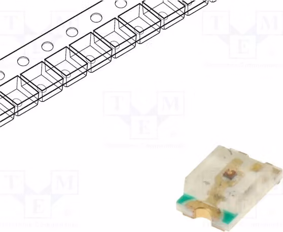 10 LED SMD, angolo di emissione 120°, 1,8÷2V, colore verde, 50÷100 mcd, dimensioni 0805 (2x1,25x0,68 mm), corrente di funzionamento 20 mA, modello OF-SMD2012G, marca LED-Dio