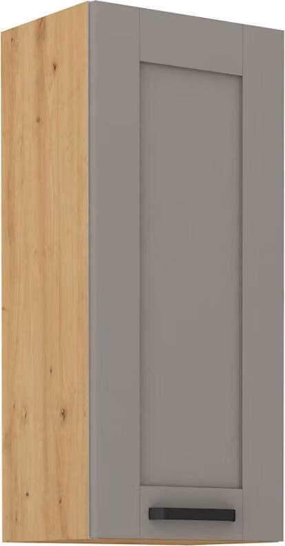 Armadietto superiore alto LAILI - larghezza 40 cm, grigio chiaro / rovere artisan