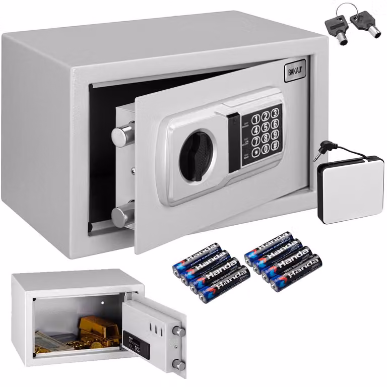Cassaforte da parete, elettronica - 31 x 20 x 20 cm - Capacità: 9 litri - Acciaio legato - Grigia