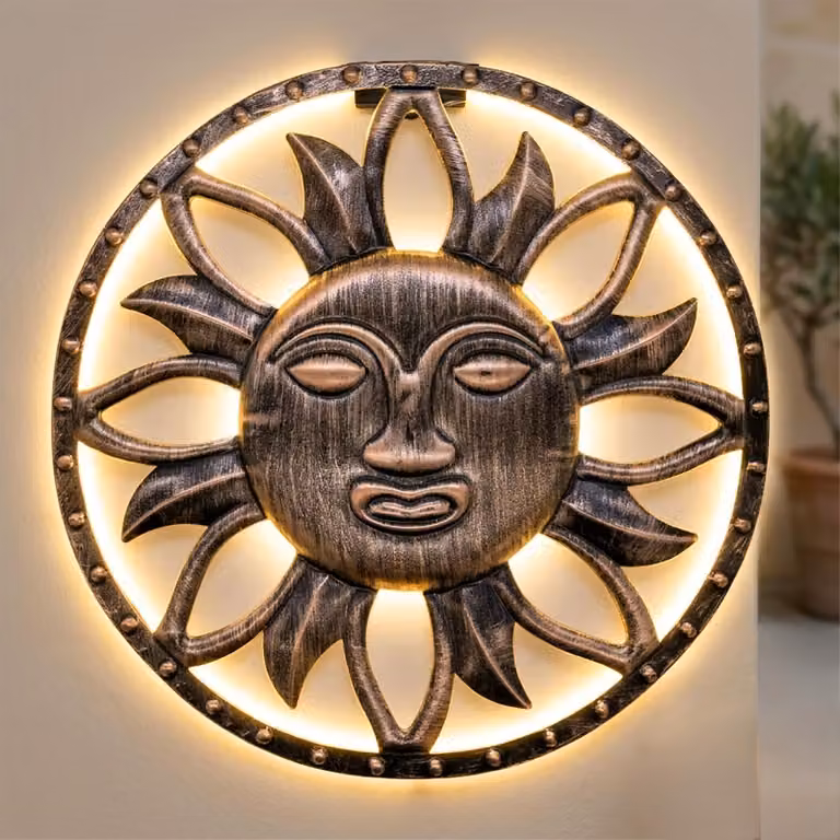 1.01 Lampada da parete solare SONNE - Ø circa 37,3 cm - Illuminazione decorativa da giardino a parete