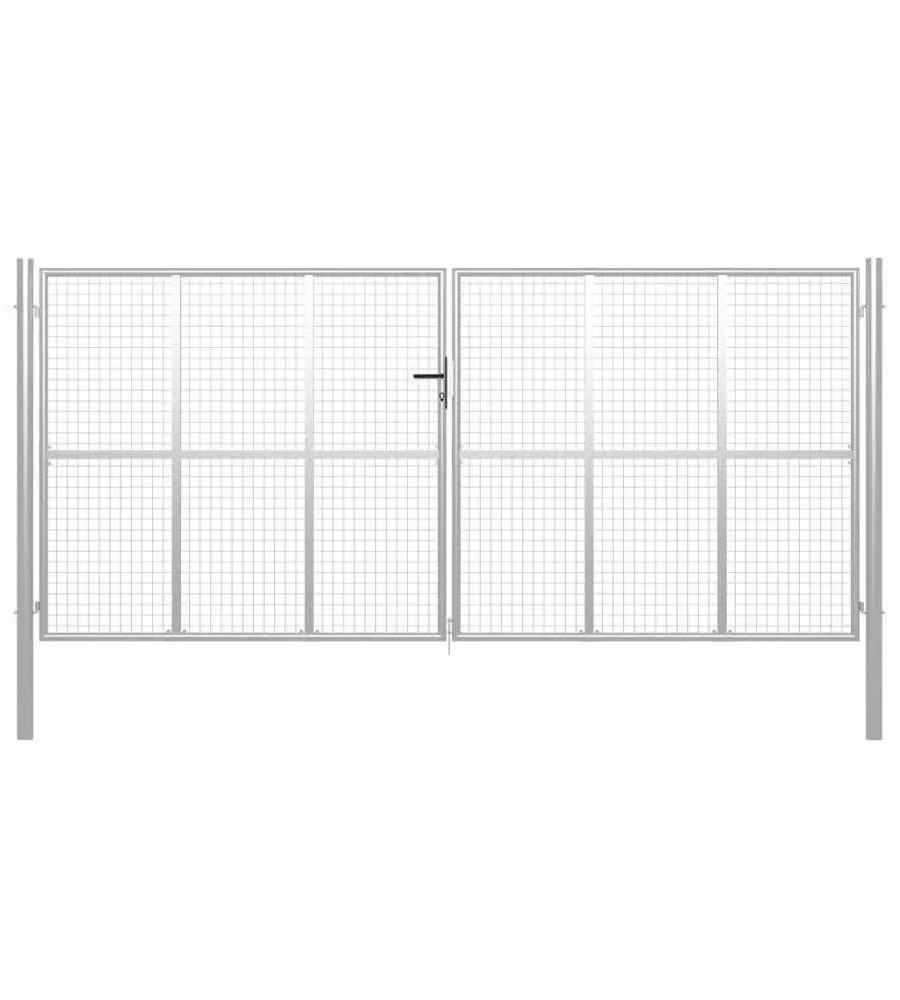 Cancello per Giardino in Acciaio Zincato 415x225 cm Argento