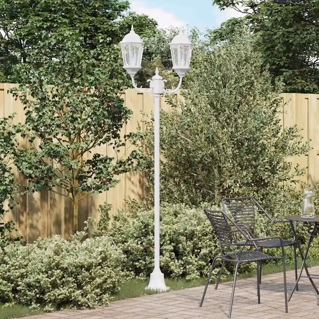 Luce da giardino a terra VidaXL in alluminio e vetro, colore bianco, L/P/H: 68 x 20 x 235 cm – 2