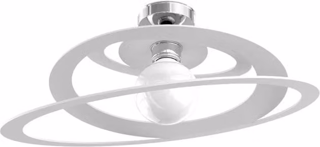 Plafoniera Industrial-Minimal Top Light in Metallo Bianco con Altezza Regolabile, Diametro: 50 cm, Attacco E27
