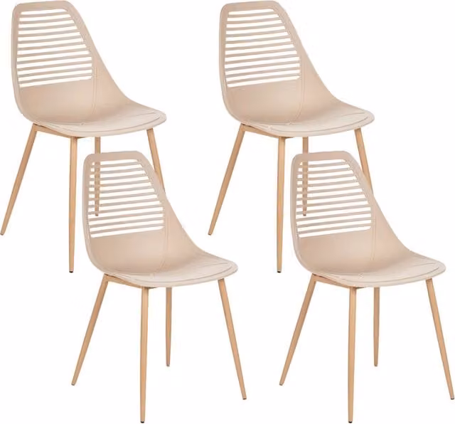 Set di 4 sedie da pranzo Seduta sintetica beige Gambe in metallo Seduta moderna semplice e minimalista