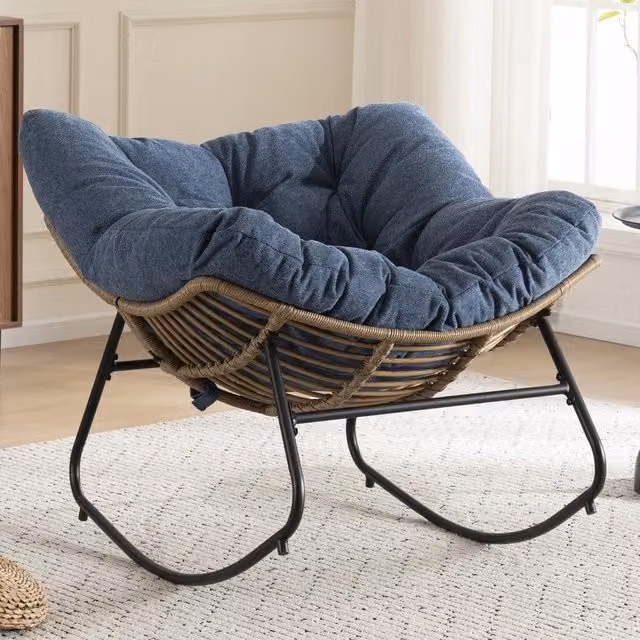 Sedia a Dondolo Imbottita in Chenille ¨C Xylo ¨C Poltrona Relax per Cameretta e Soggiorno