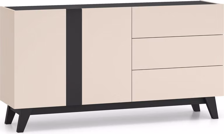FURNLUX Credenza Freshion Beige e Nero 160cm / Colore principale: Beige / Dimensioni: 160 x 85 x 40 cm