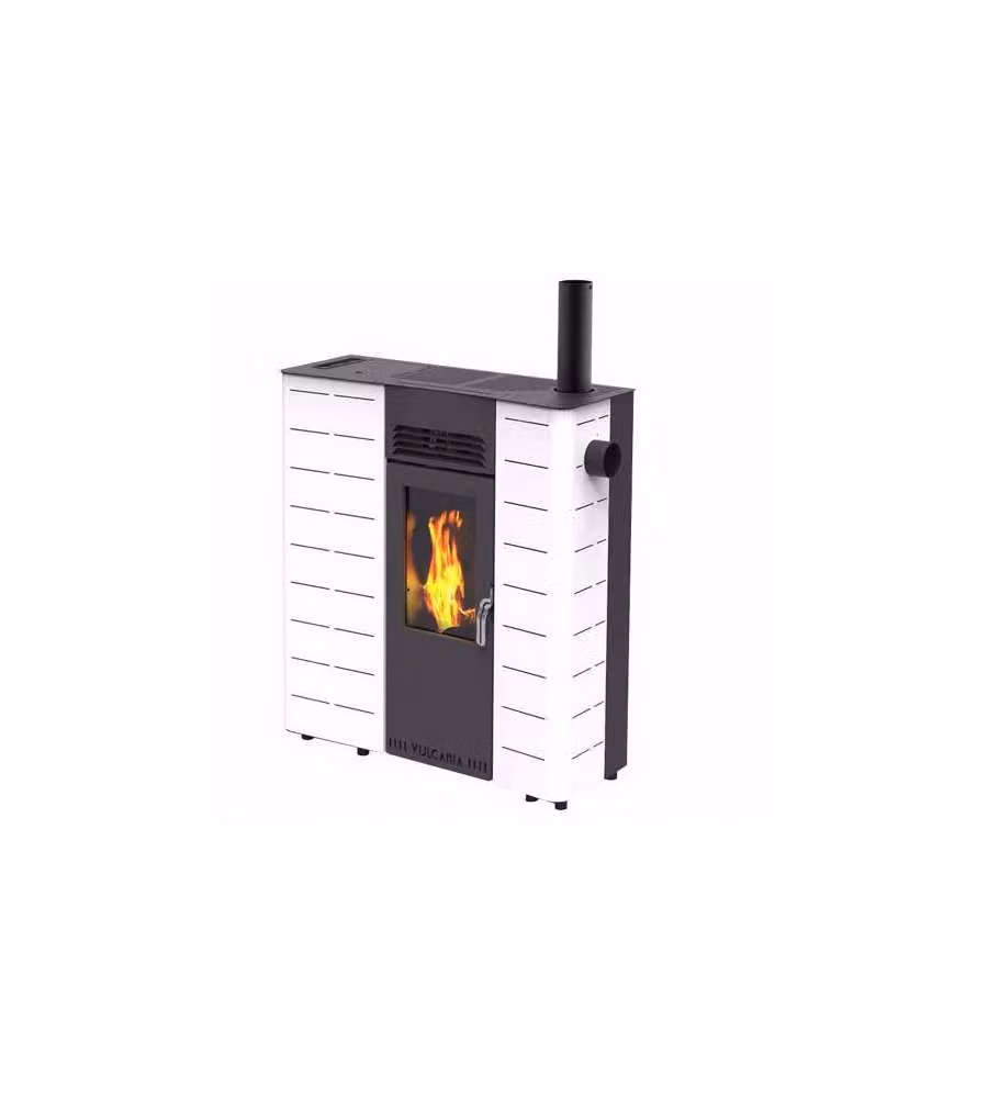 Vulcania Stufa a Pellet Canalizzata Bianco 85x31 cm - Design Compatto A+