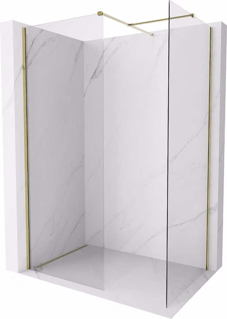 Mexen Kioto-X Parete doccia Walk-in 160 x 70 cm, trasparente 10 mm, oro - 800-160-202-50-00-070-X