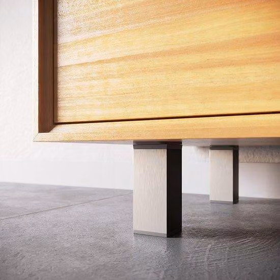 Piedini quadrati in acciaio inossidabile grigio, regolabili, da 120 mm, per mobili e armadi