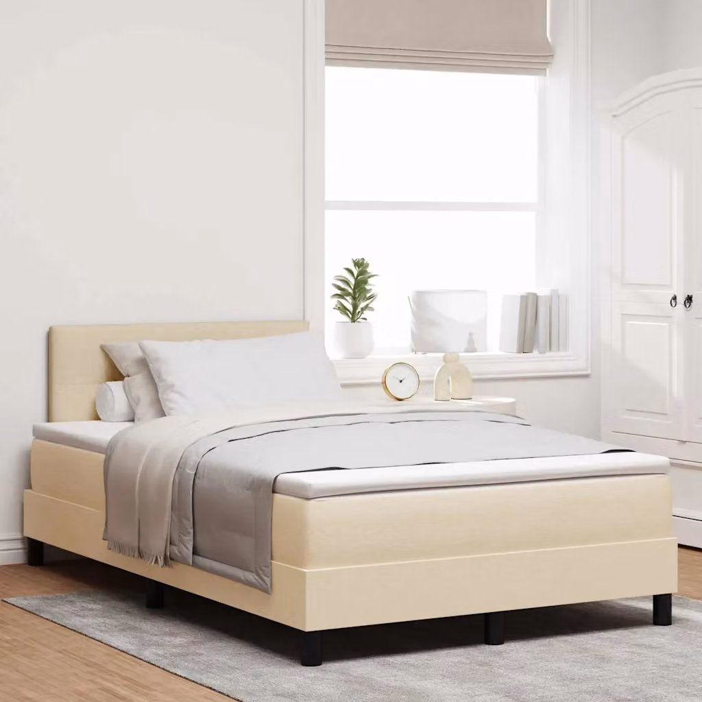 Letto ibrido con testiera vidaXL in tessuto beige L 120 x P 200 cm