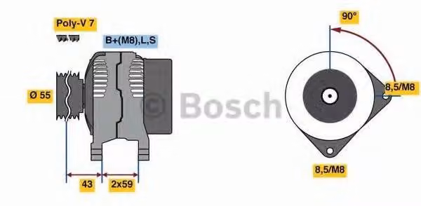 BOSCH 0 986 081 220 Alternatore LiMa 120 A 14 V per NISSAN Qashqai / Qashqai +2 I (J10, NJ10) MICRA III (K12) Note (E11, NE11) MICRA IV