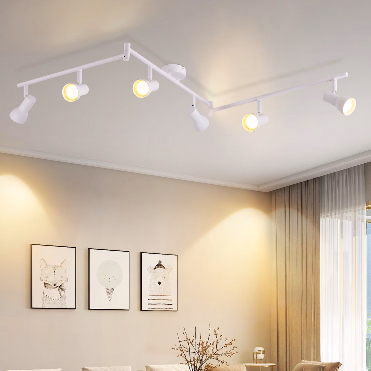 ZMH faretto da soffitto 6 fiamme lampada da soffitto soggiorno luce da soffitto design moderno bianco faretto da interno metallo GU10 spot da soffitto 350 ° girevole spot per camera da letto corridoio cucina (senza lampadine)