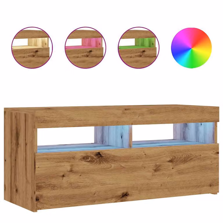 Mobile Porta TV con LED Artigianale 90x35x40 cm Multistrato