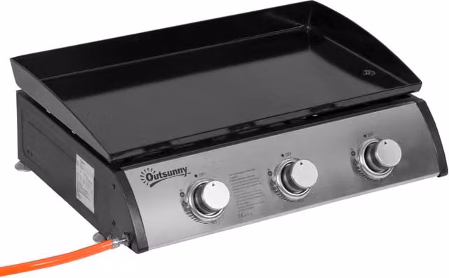 Barbecue a gas da 10000 BTU/2,5 KW con 3 bruciatori in acciaio inox, regolatore di pressione, tubo del gas, barbecue da giardino per balcone,