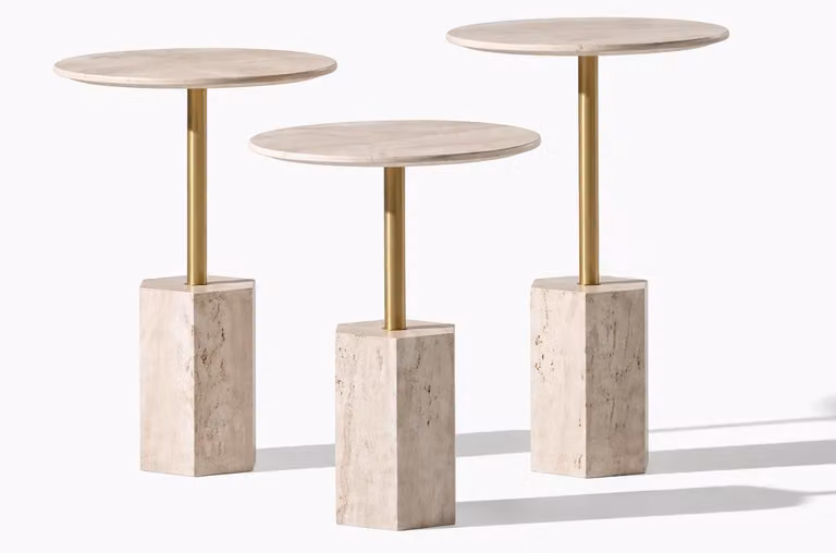 3 tavolini laterali, stile moderno, colore beige, comodi e pratici, ideali per il soggiorno, forma rotonda