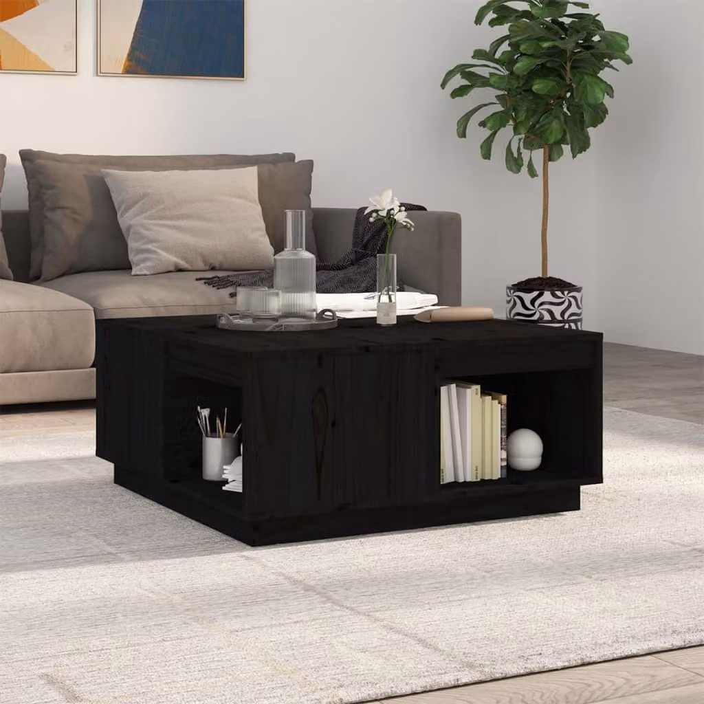 Maison Exclusive - Tavolino nero 80x81x36,5 cm in legno massello di pino