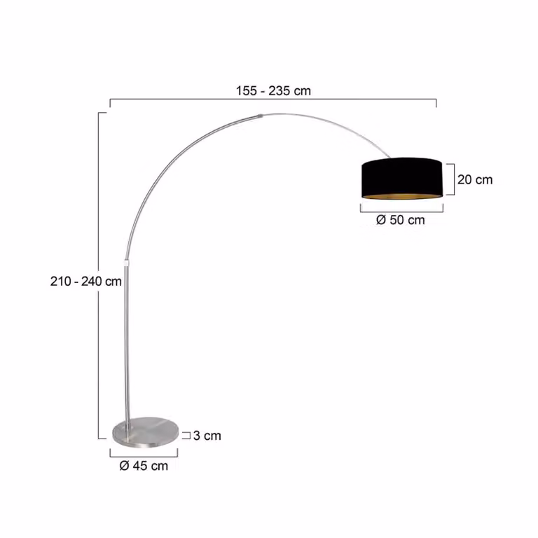 Steinhauer Lampada ad arco Sparkled Light, dimmerabile, Alluminio / Grigio / Zincato, Soggiorno / Sala da pranzo, Metallo, Moderno, Lampada da terra