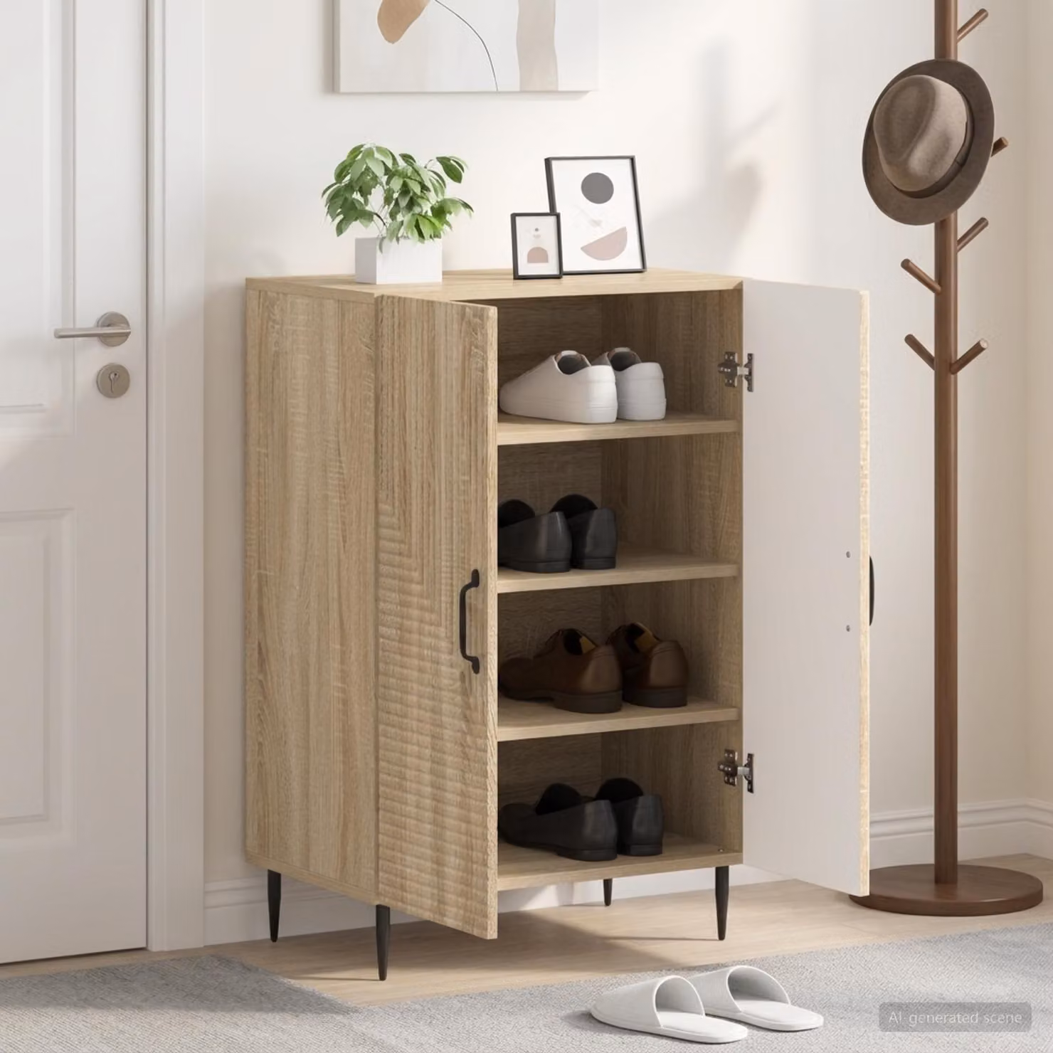 Mobile porta scarpe HAARLEM vidaXL in Rovere Sonoma, L: 59,5 cm, P: 39,5 cm, H: 89,5 cm