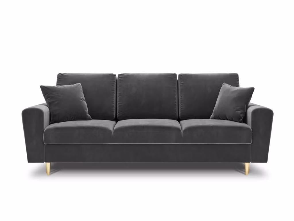 Divano convertibile con contenitore Kyoto Cosmopolitan Design a 3 posti in velluto grigio chiaro con funzione letto L/P/H: 235 x 88.5 x 88 cm – 2