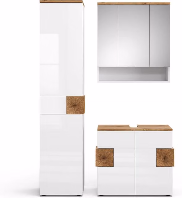 Set di mobili da bagno Eden Bianco lucido 3 pezzi Vicco