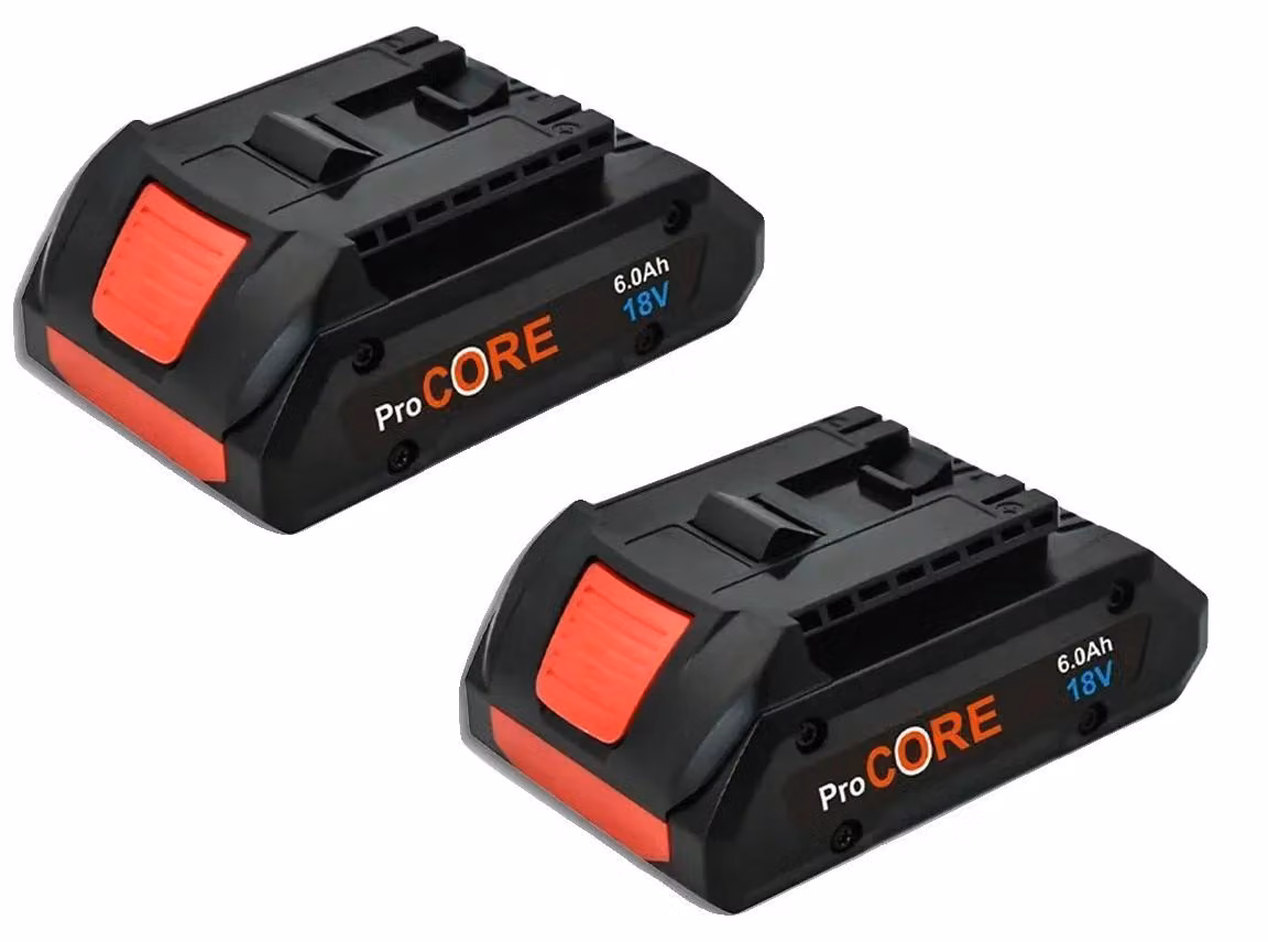 Batterie di ricambio, capacità 6,0Ah, compatibili con utensili da 6,0Ah, confezione da 2 pezzi
