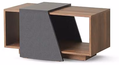 Couchtisch Braun Grau Zweifarbig mit Regal Modern Design Arbeitszimmer