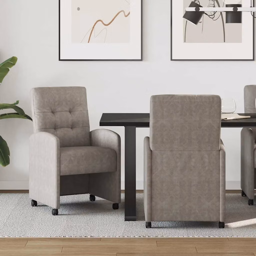 Set di 2 sedie da pranzo vidaXL con ruote e braccioli in pelle sintetica grigia L/P/H: 58 x 67 x 97 cm – 1