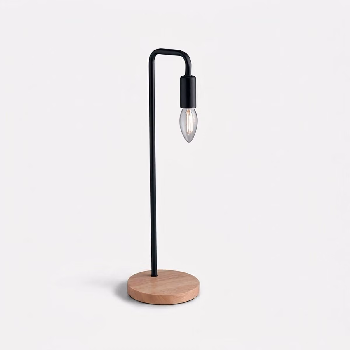 Lampada da tavolo SUSHI in metallo nero con base in legno
