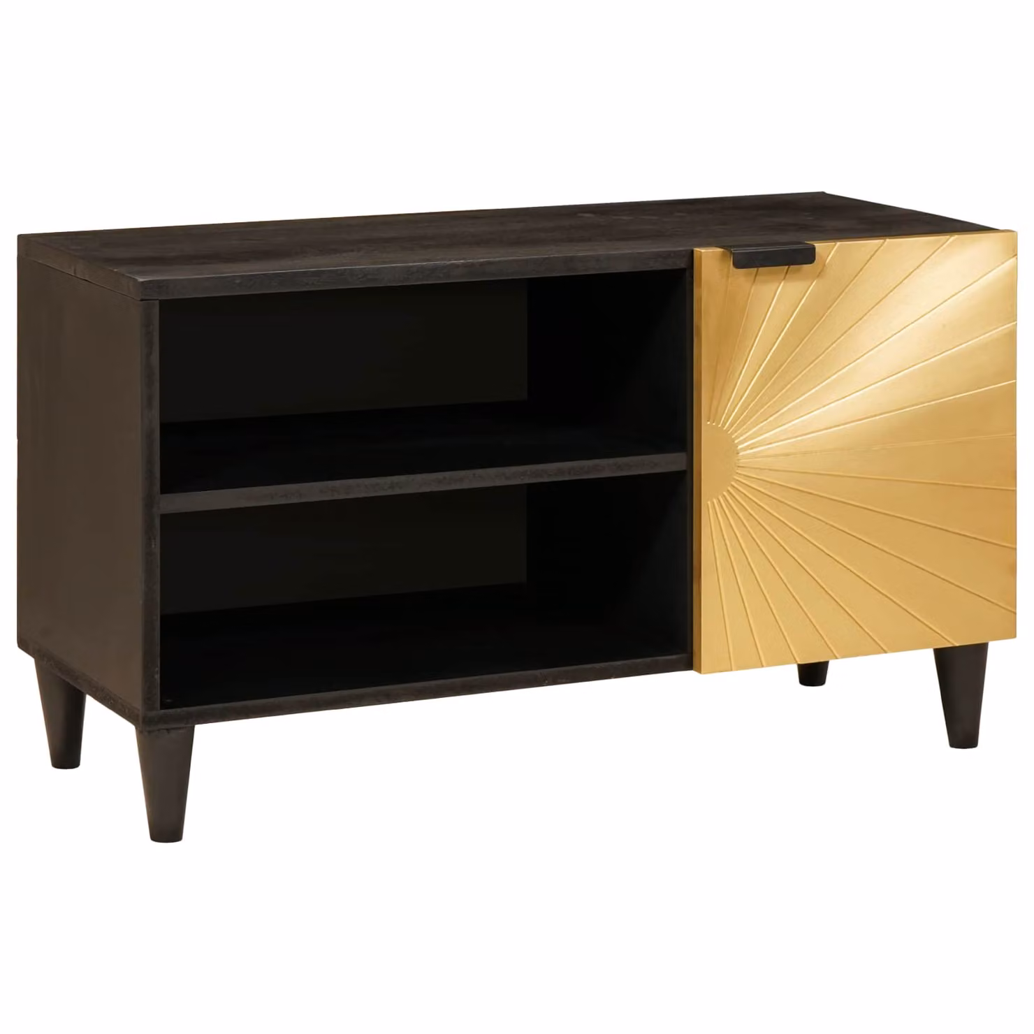 Mobile TV vidaXL Moderno in Legno MDF Nero e Oro L 80 cm x P 33 cm x H 46 cm