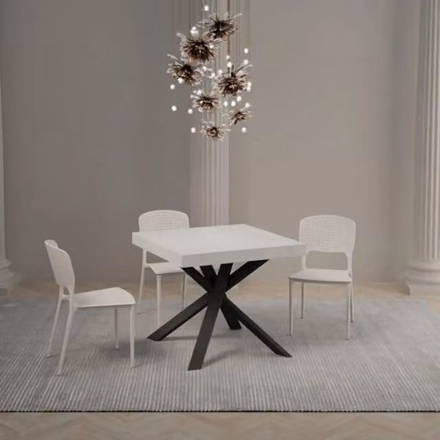 Tavolo allungabile 90/194x90 cm Clerk colore bianco frassino gambe antracite