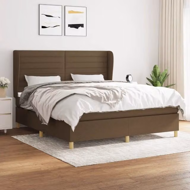 Letto Ibrido vidaXL con Giroletto a Molle e Materasso Marrone e Bianco L/P/H: 160 x 200 x 4 cm