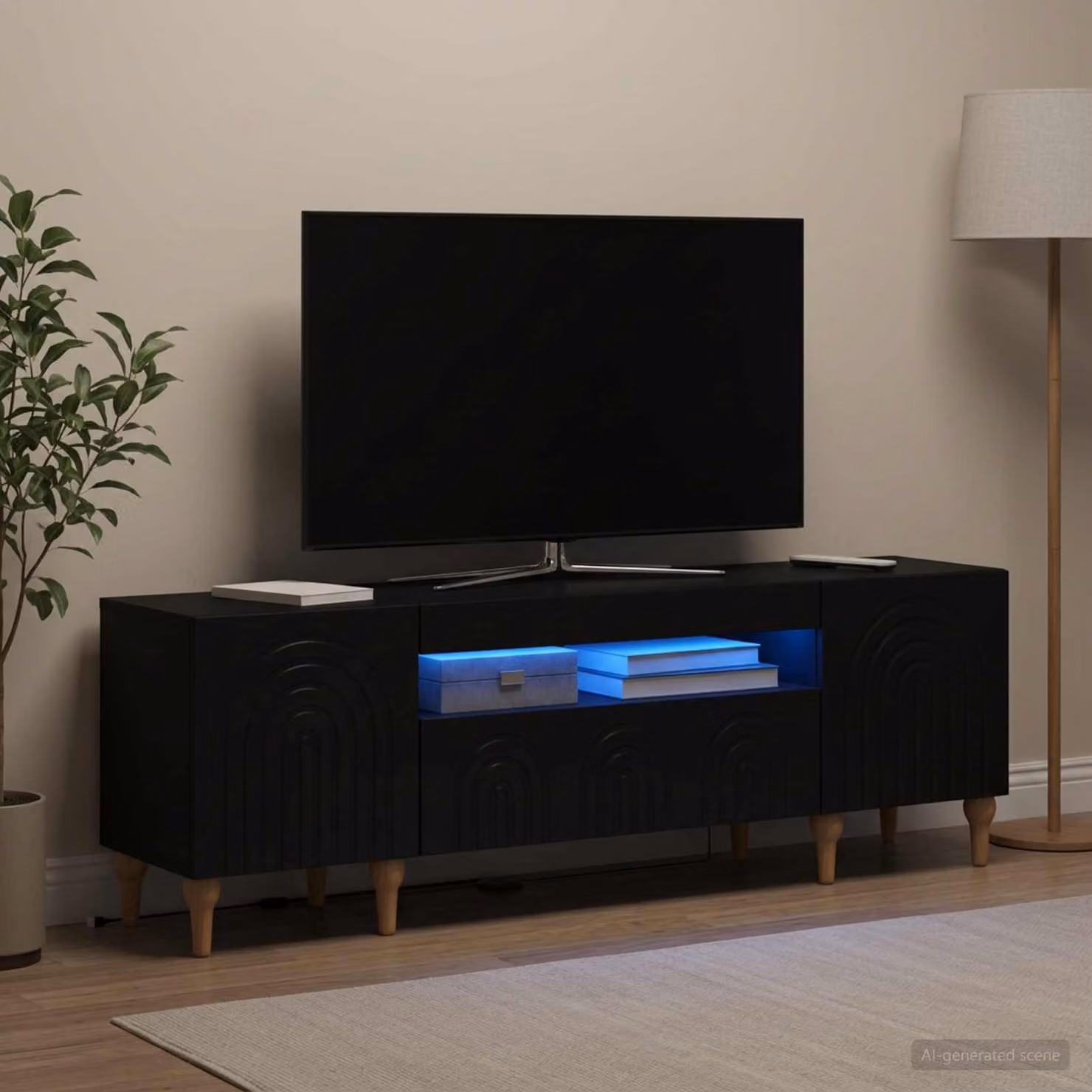 Mobile TV LED vidaXL ALKMAAR Nero L: 153 cm, P: 35 cm, H: 43 cm
