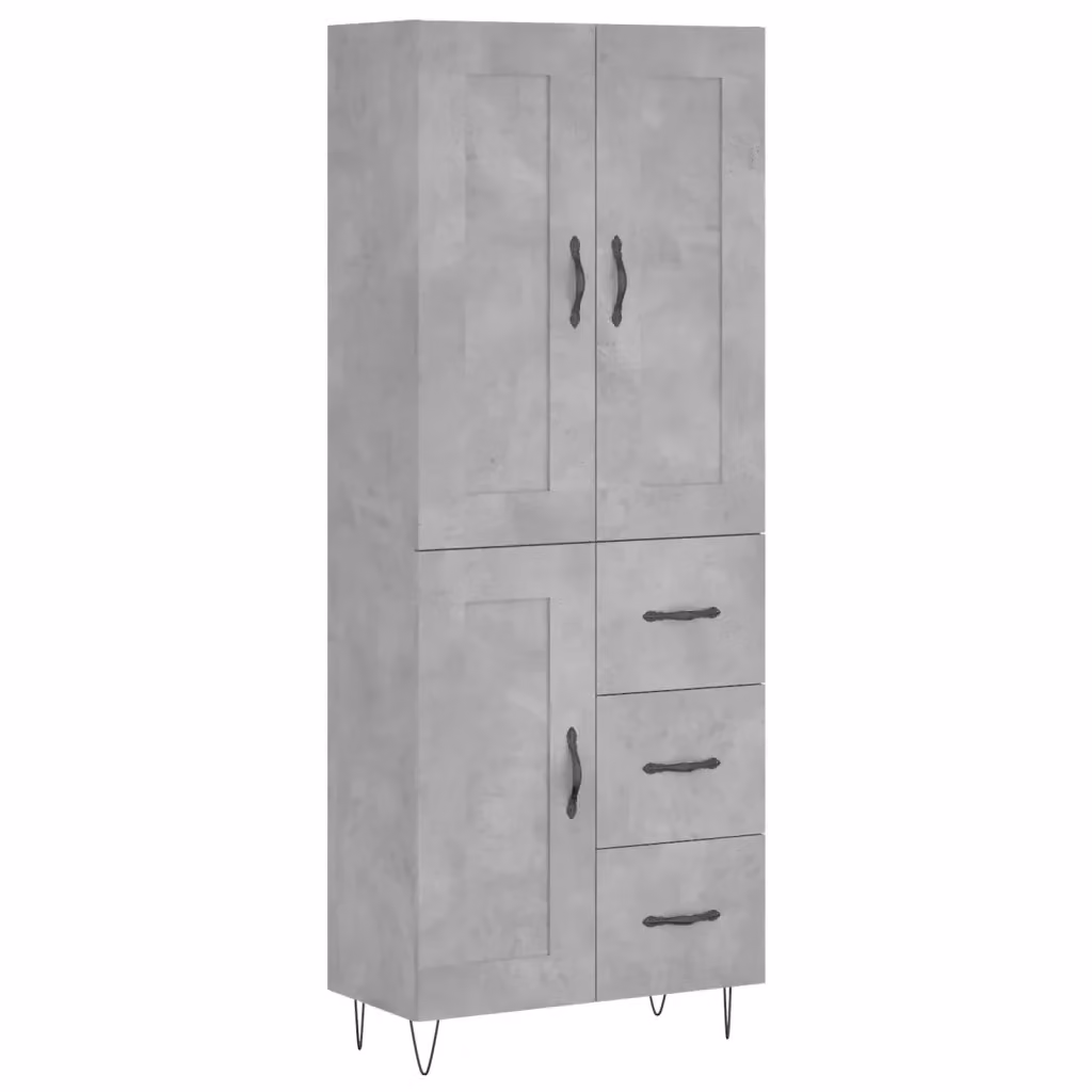 Credenza moderna vidaXL in legno e metallo grigio, sospesa, L: 69,5 cm, P: 34 cm, H: 180 cm – 2