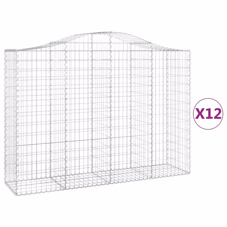 Cesti Gabbioni ad Arco 12 pz 200x50x140/160 cm Ferro Zincato