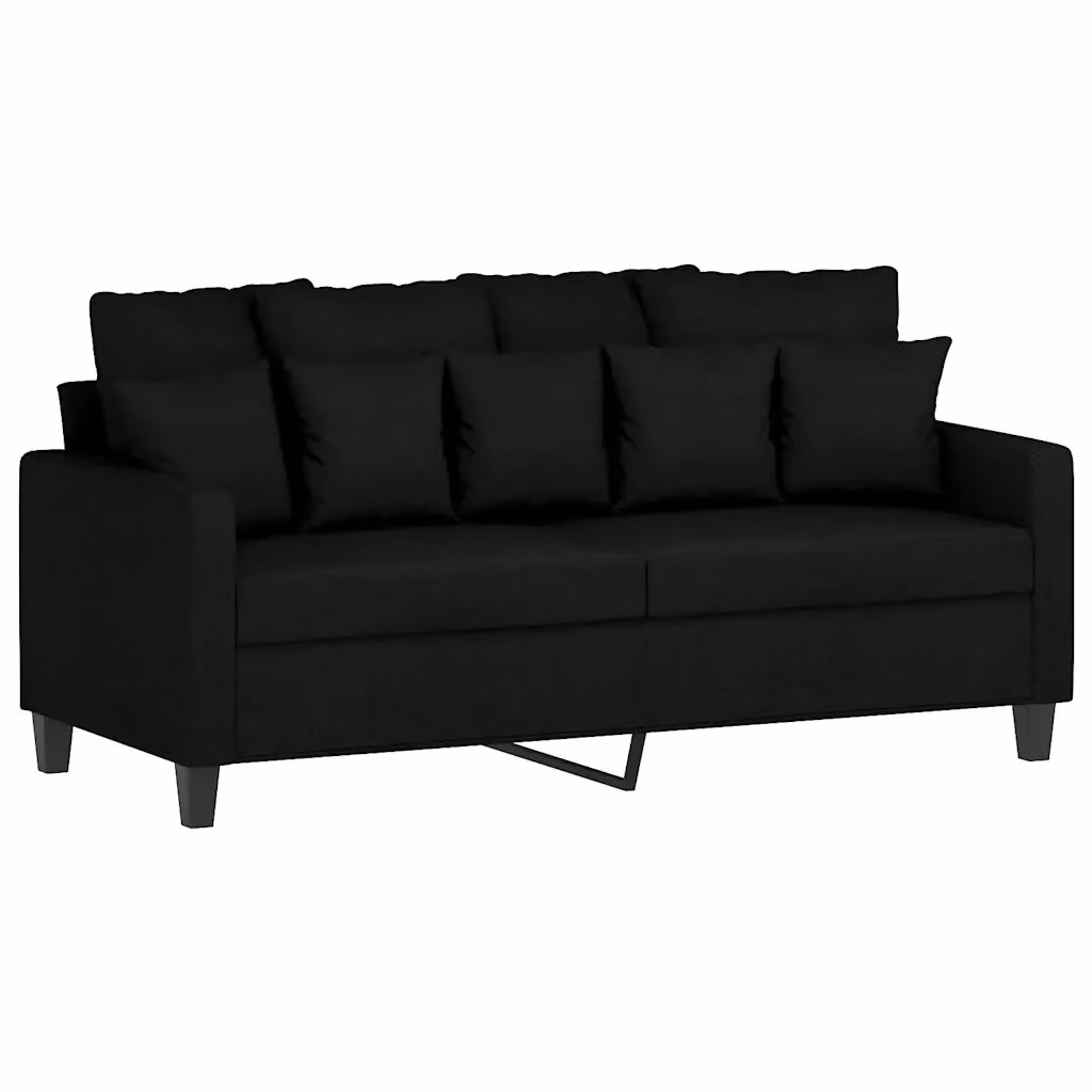 Divano a 2 posti moderno vidaXL in tessuto nero con struttura in metallo e cuscini inclusi L: 158 cm, P: 80 cm, H: 77 cm – 2