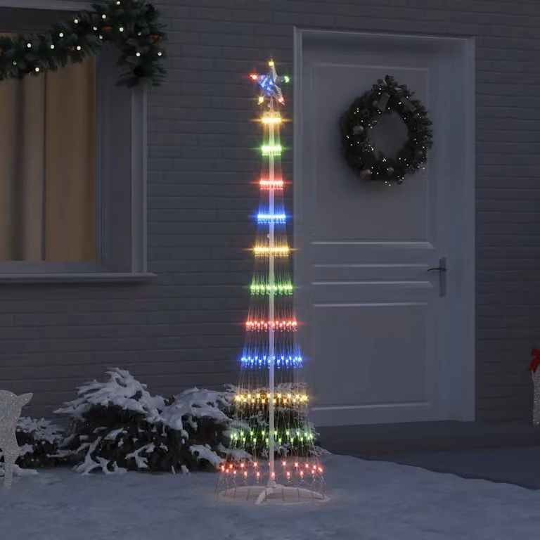 Albero di Natale LED multicolore vidaXL in metallo, L/P/H: 51 x 51 x 190 cm
